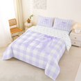 thumbnail image 2 of Manfei Purple Monogrammed A Design Full Size Comforter Sets,Geometric Grid Print Bedding Comforter Set,Reversible,3 Pieces,1 Comforter and 2 Pillowcases, 2 of 7