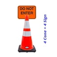 thumbnail image 2 of RK-Safety 28" Orange Cone, Black base With Two Reflective Tape, Plus Cone Sign 28 "Do Not Enter", (Cone-4 ea + Cone Sign-4 ea), 2 of 2
