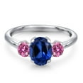 thumbnail image 3 of Gem Stone King 925 Sterling Silver Ring Oval Created Sapphire and Pink Moissanite (2.06 Cttw), 3 of 6