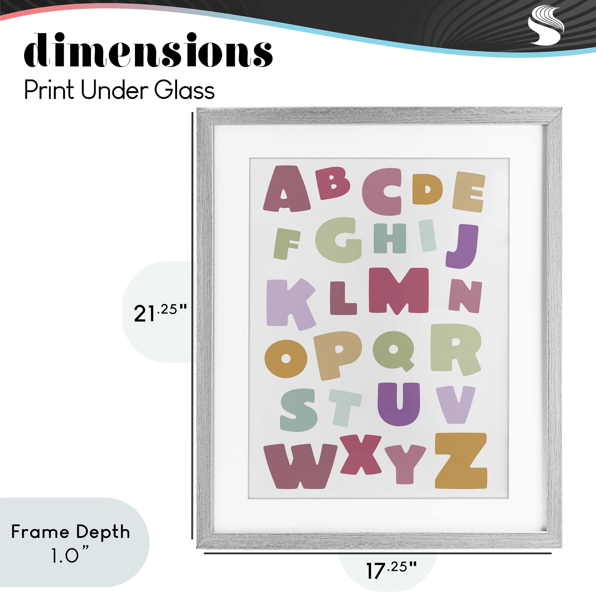 Stupell Industries Muted Alphabet Letters Gray Framed Print Under Glass, design by Susan Ball