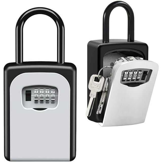 Key Lock Box Wall Mounted, Portable Lock Box for House Key, 5 Key Capacity, Weatherproof Resettable Code House Key Safe Security Lock Box for Outside Realtors Garage Spare (1 Pack)