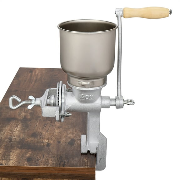 BAYUELSWU Grain Grinder, High Hopper Grain Mill Cast Aluminum Alloy Grain Grinder Manual Coffee Grinder Heavy Duty Food Mill for Nuts Flour Corn and Wheat (Silver)