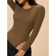 thumbnail image 2 of MOYIKO Crewneck Long Sleeve Body Suits Womens Slim Fitted Tight Basic Tops, 2 of 7