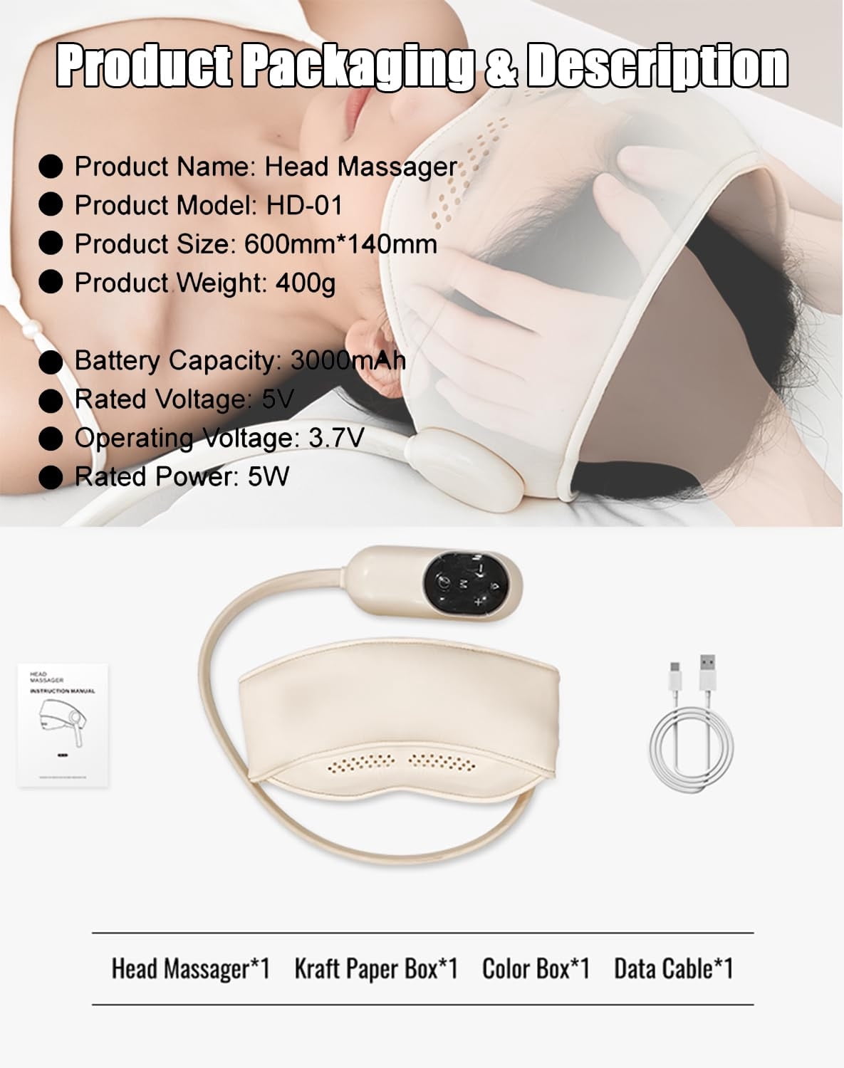 YiFudd Head Massager with Heat and Remote Control, Heated Eye Mask for Migraine Relief and Sleep, Eye Massager Adjustable Modes for Relaxation, Cap-Free Design, Gift for Women and Men
