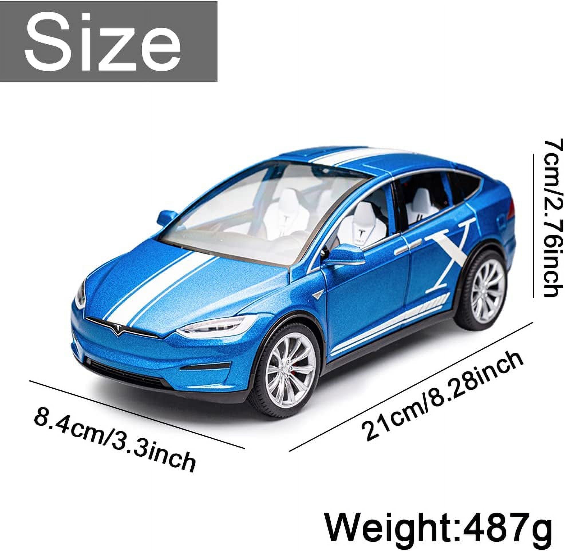 EROCK 1:24 Scale Tesla Model X Alloy Car Model Diecast Toy Vehicles for  Kids, Tesla car Model，Pull Back Alloy Car with Lights and Music,Children's 