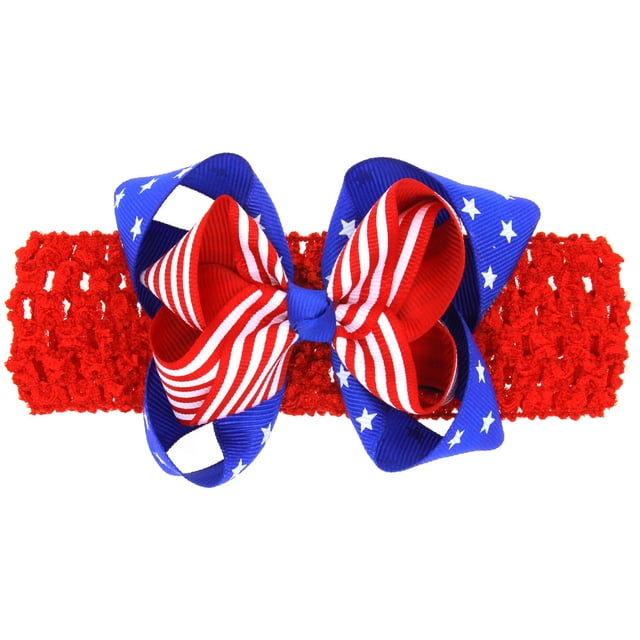 Diadema con lazo de bandera americana, diadema elástica para el Día de la Independencia Wmkox8yii fajkfhkj3840