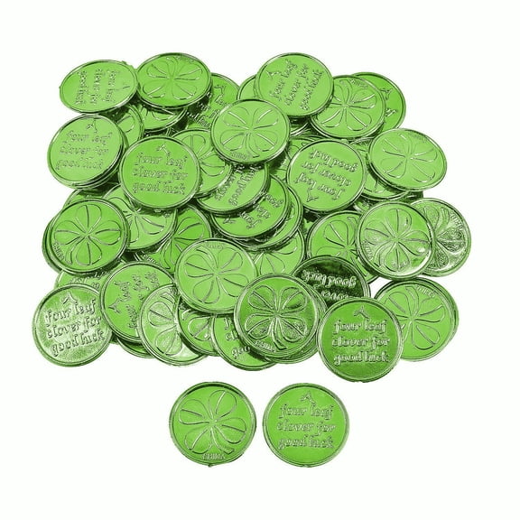 Plastic 4-Leaf Clover Good Luck Coins - Toys - 144 Pieces