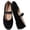 Black, variant on Elastic Strap Mary Jane Flats for Women Round Toe Suede Slip On Casual Shoes Lightweight Non Slip Flat Walking Dress Shoes
