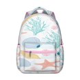 thumbnail image 1 of Ocean Creatures Student Backpack Durable Waterproof Composite Oxford Cloth with Starfish, Fish, and Seahorse Print, Adjustable Straps, Comfortable for School and Daily Use, 1 of 6