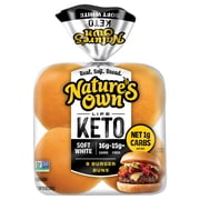 Nature's Own Life Keto Soft White Burger Buns, Keto Hamburger Buns, Keto Bread Buns, 8 Count
