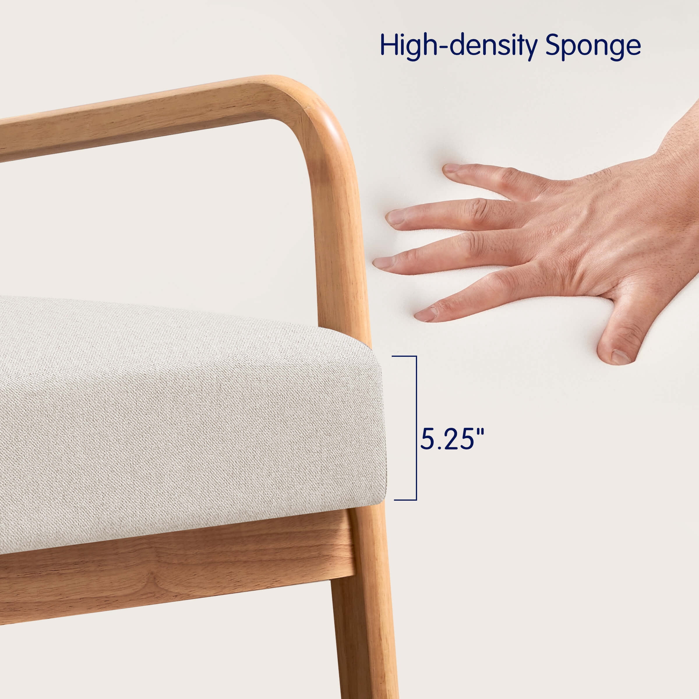 Subrtex Modern Accent Chair Linen Upholstered Arm Chairs with Solid Wood Frame, Beige