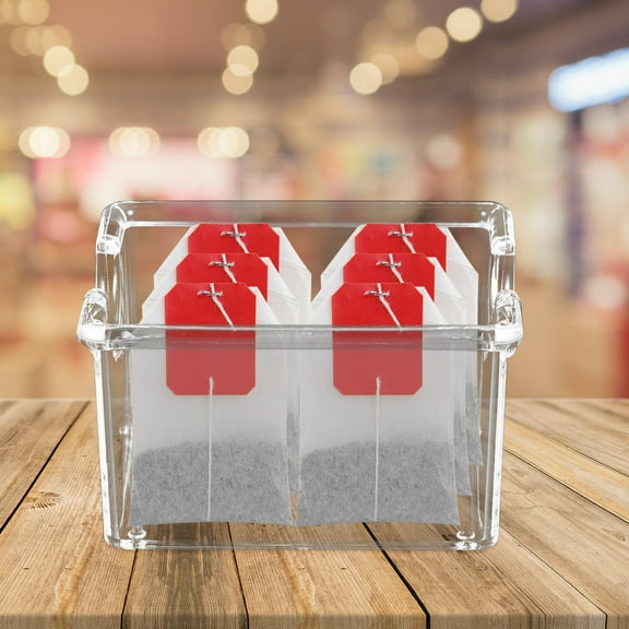 Homoyoyo Acrylic Tea Bag Organizer Clear Desktop Storage Box for Tea, Sugar, Coffee, and Small Kitchen Accessories