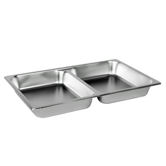 Excellante full size 2 1/2" deep 24 gauge steam pans, divided pan, comes in each
