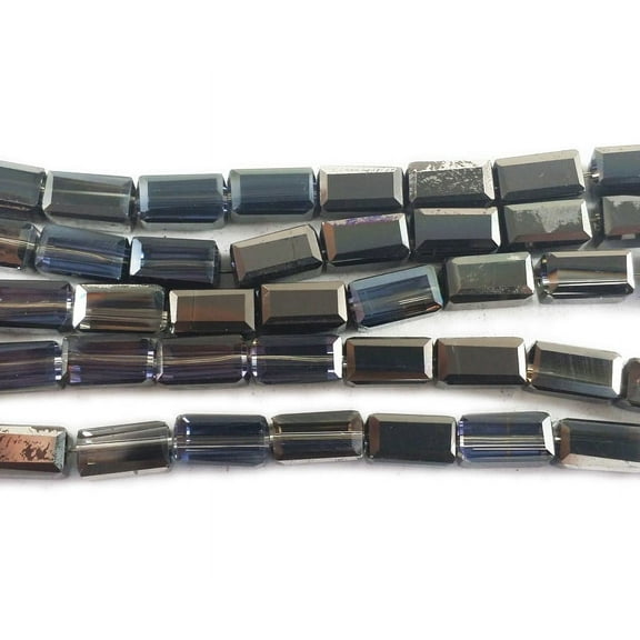 4.5x8mm Metallic Steel Blue Rectangle Glass Beads Genuine Gemstone Natural Jewelry Making