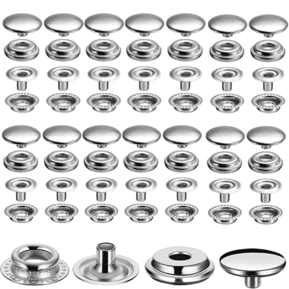 WeiDongzhuo 240pcs Stainless Steel Snap Fastener Kit for Clothing Sewing Jacket Repair,15mm