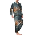 thumbnail image 2 of Susaid Magical Butterfly In Forest Print Men's Long Sleeve Pajama Set, Two-Piece Button-Down Loungewear PJs Set, Comfortable Sleepwear for Relaxation-Large, 2 of 7