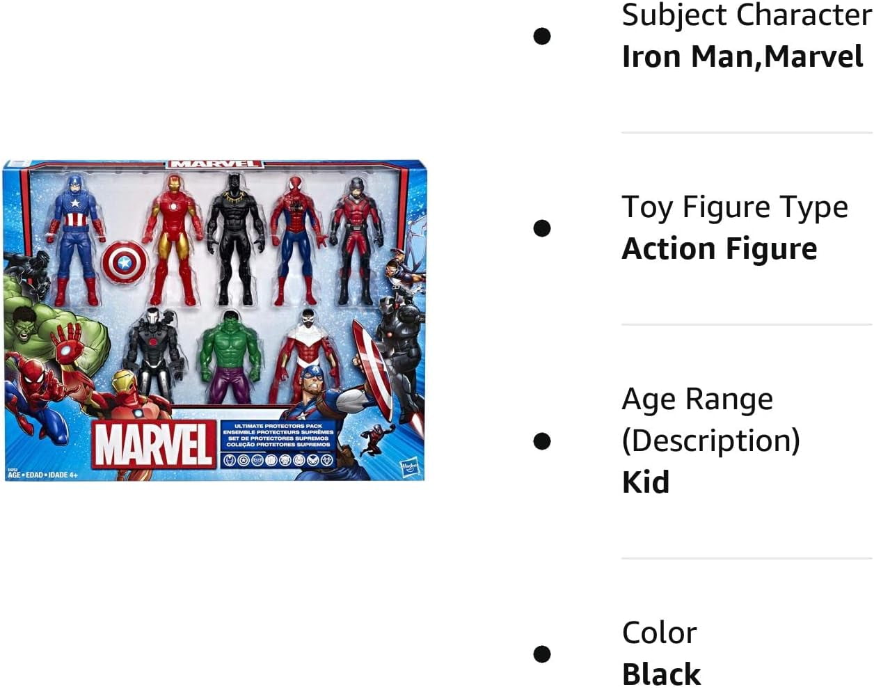  Marvel Avengers Action Figures - Iron Man, Hulk, Black