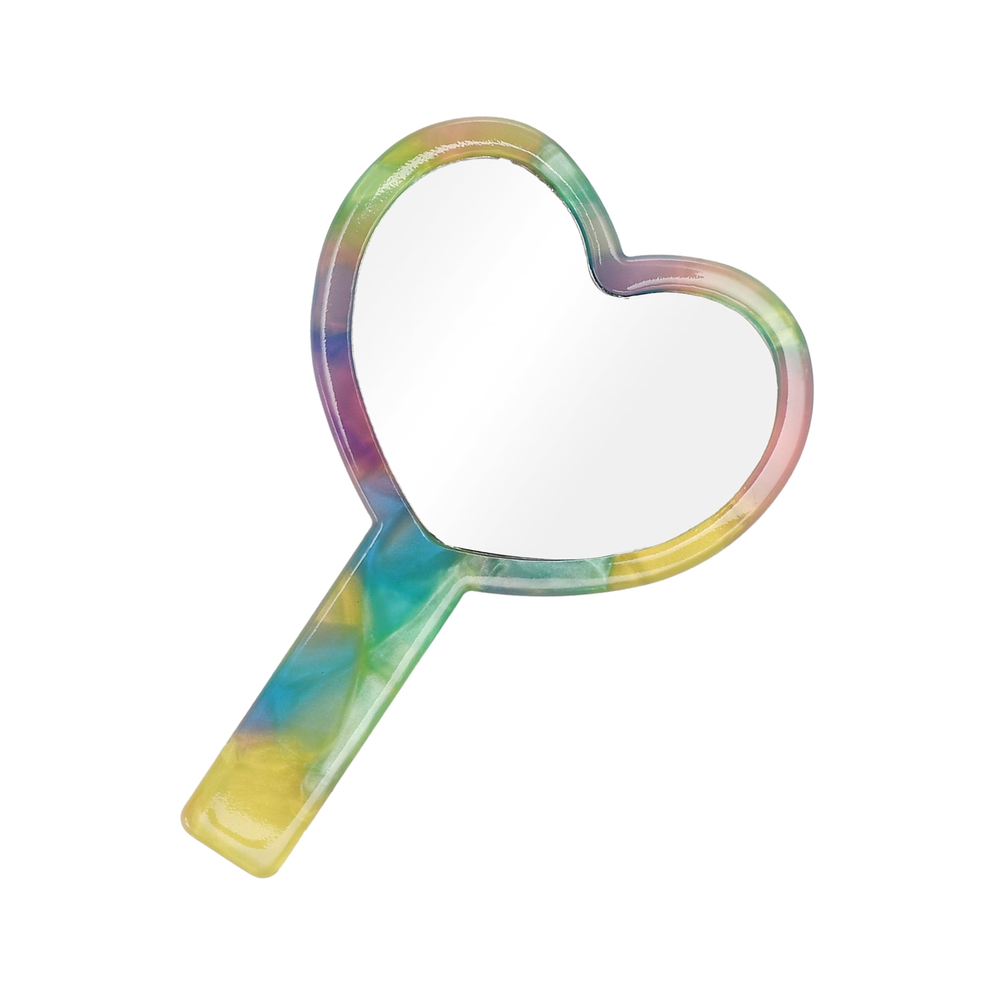 Unique Bargains Heart Shape Handheld Mirror Multicolor
