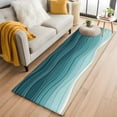 thumbnail image 3 of Turquoise Ombre Stripe Area Rugs 2x6 for Kitchen Runner Rug, Summer Beach Abstract Waves Moires Non Slip Washable Rug Runner, Low Pile Indoor Floor Carpet Mat Bathroom Rugs for Bedroom, Kids Room, 3 of 9