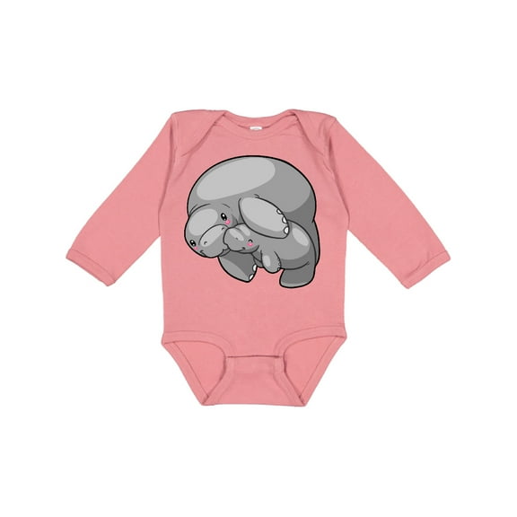Inktastic Cute Manatee Family Boys or Girls Long Sleeve Baby Bodysuit