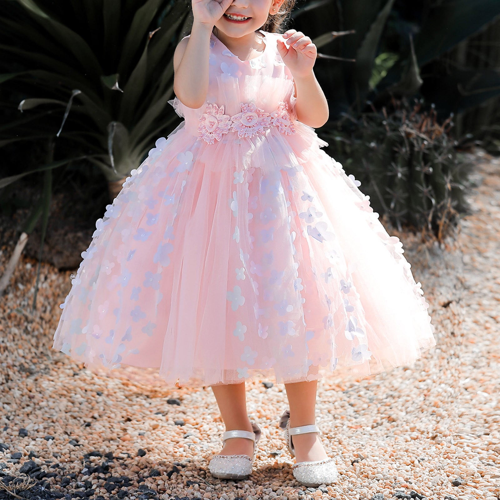 toddler girls dresses Kiijoy Sleeveless Lace Mesh Dress Wedding Pageant Party Dress, Sizes 4-5 this dress combines style newformat Color:Khaki Cotton Blue Dress It Up, Champagne
