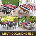 thumbnail image 5 of Independence Day Table Cloths for 5 Foot Rectangle Tables, American Flag Patriotic Star Red Striped Patio Waterproof Elastic Fitted Tablecloths, Washable Rectangular Table Cover for Camping, 5 of 8