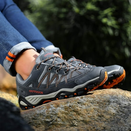 

Casfeeja-Men s Mesh Breathable Hiking Shoes Lightweight Non-Slip Outdoor Walking Shoes