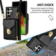 thumbnail image 5 of Dteck Crossbody Shoulder Strap Wallet Case for S22 Ultra, RFID Blocking Leather Purse Case with Card Holder Protective Handbag Flip Stand Cover with Zipper Pocket for Women Girls Men, Black, 5 of 9