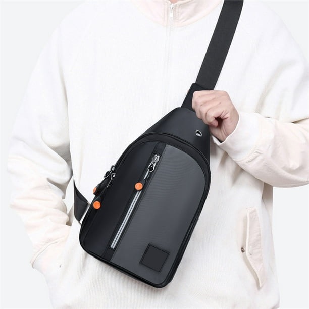 Bolso bandolera pequeño tipo bandolera para el pecho, bandolera de hombro, bandolera de viaje para hombres, mujeres y niños, con orificio para auriculares, bandolera Oxford.