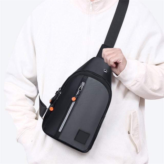 Bolso Bandolera Pequeño, Cruzado, de Hombro, Resistente Al Agua, Ideal para Viajes, para Hombres, Mujeres y Niños. Incluye Orificio para Auriculares. Color Gris. Correa Ajustable. Compatible con Tabl