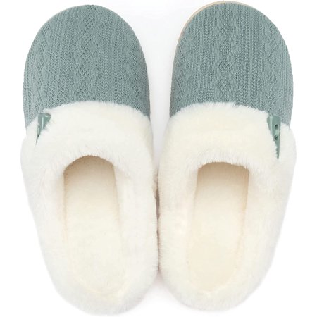 

QWZNDZGR Fuzzy Slippers Womens Comfy Memory Foam House Slipper Warm Plush Outdoor Indoor Bedroom Shoes with Fur Lining