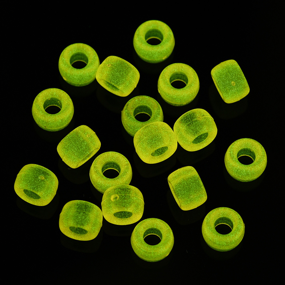 500g Transparent & Luminous Plastic Beads Frosted Crow Beads Pony Beads Glow in the Dark Barrel Orange 9x6mm Hole: 3.8mm
