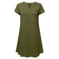 thumbnail image 4 of Beach Dresses for Women Casual Summer, Women's Shift Dress V-Neck Short Sleeve Cotton Line Dresses Solid Color Loose Fit T-Shirt Tunic Short Dres, 4 of 8