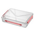 thumbnail image 1 of Boîte de Rangement pour Scrapbooking, Grande Capacité Durable Boîte de Rangement pour Documents Boucle Latérale Transparente avec Poignée pour Bureau Rouge, 1 of 7