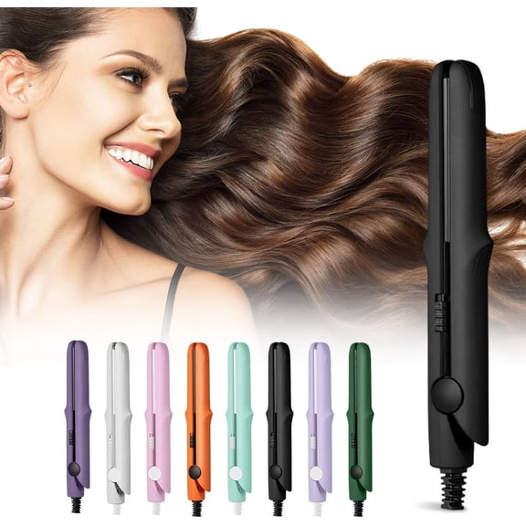 2026 New Mini Dual Purpose Curling Iron, 2 in 1 Mini Curling Wand & Flat Iron Hair Straightener for Short Hair, Portable Travel Hair Curling Iron Wand Hair Straightener