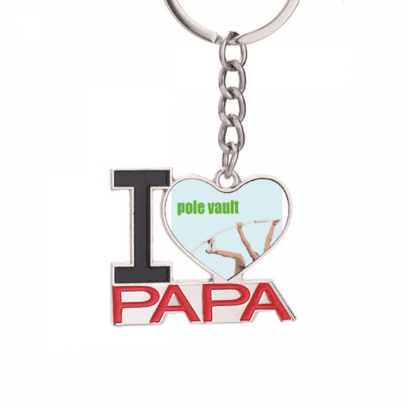 Pole Vault Field Events Art Deco Fashion Keychain Metal Keyring Holder Love PAPA Father