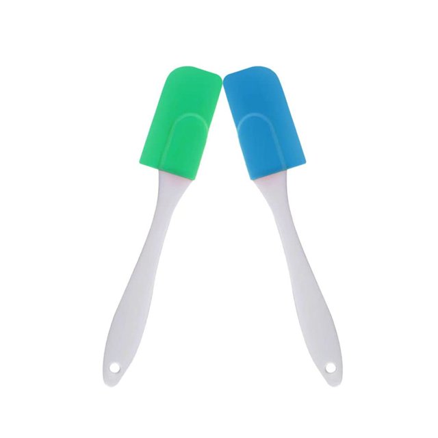espátulas de silicona resistentes al calor para cocinar, revolver, rebozar, hornear, etc. (verde + azul cielo)