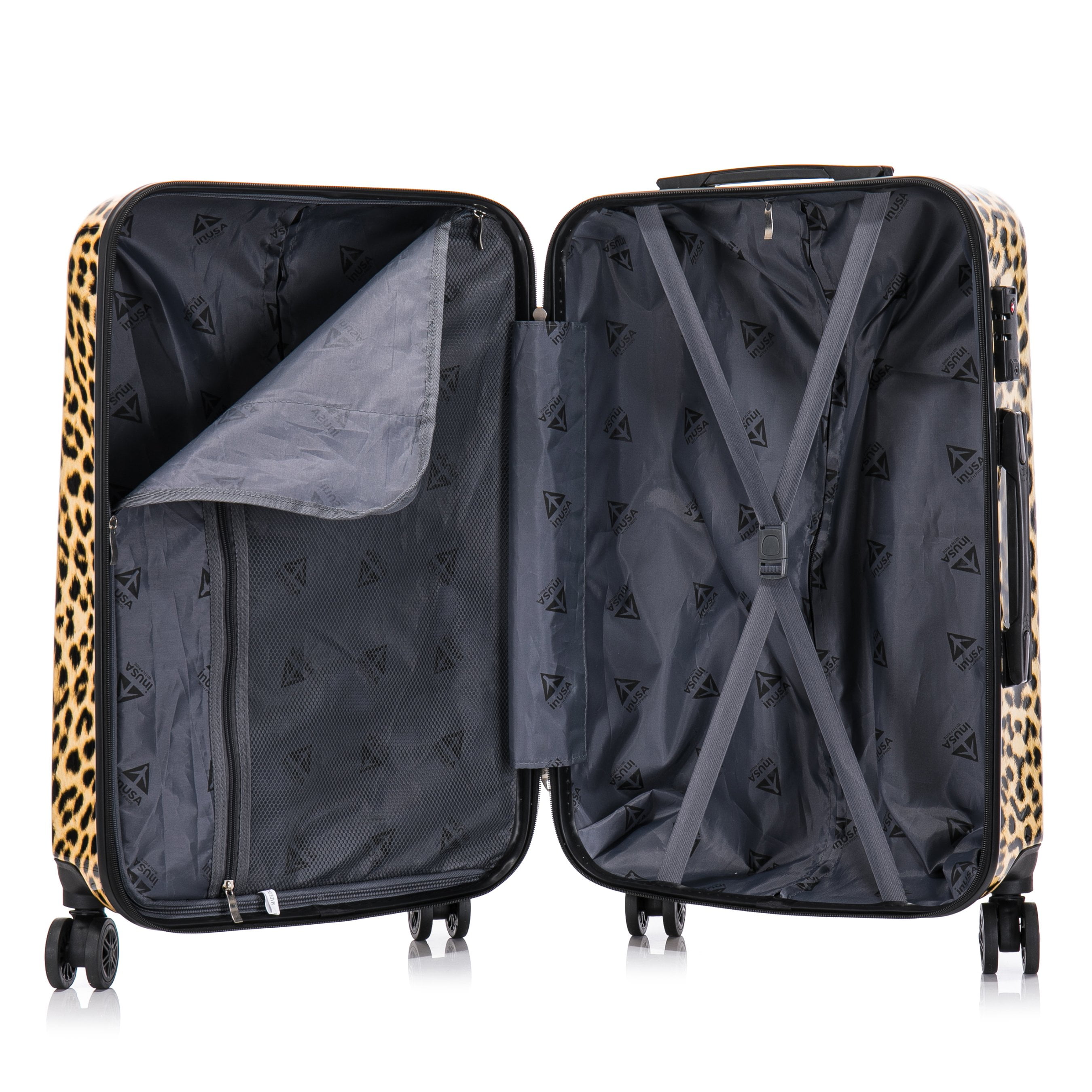 InUSA Print 20" Hardside Checked Luggage with Spinner Wheels, Handle and Trolley, Cheetah