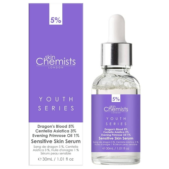 skinChemists Youth Series Sensitive Skin Serum Dragon's Blood 5%, Centella Asistica 3%, Evening Primrose Oil 1% 30ml