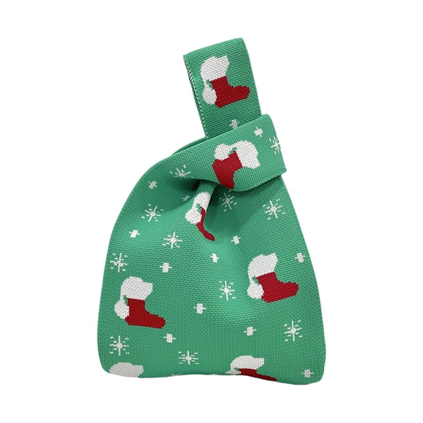 Bolso de hombro navideño, bolso de mano de punto para mujer, bolso de señora, bolsos de moda grandes verde