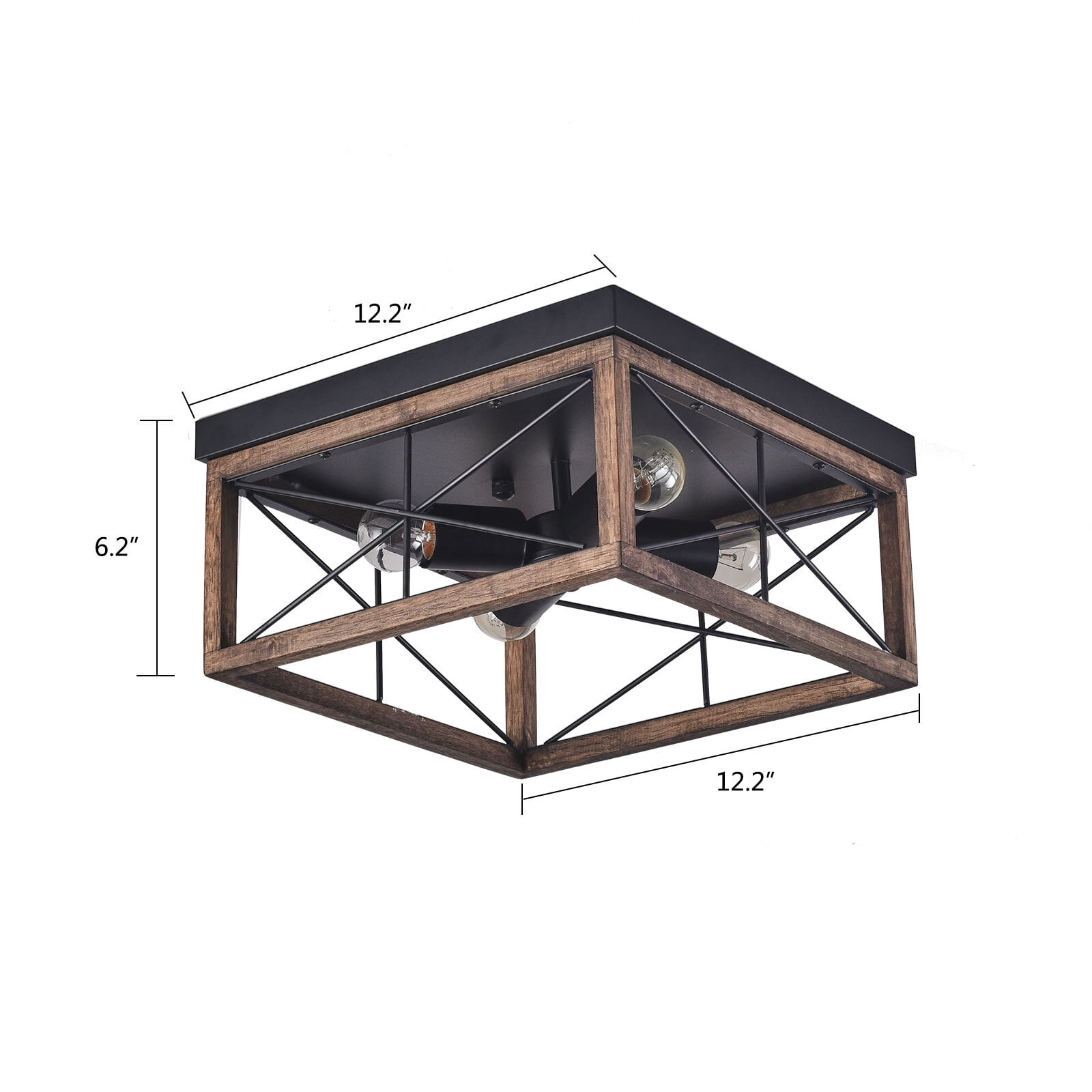 Ceiling Light, Wood Square Ceiling Light Fixture, Industrial Style Light Fixture