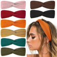 thumbnail image 1 of Boho Headbands for Women Soft Fabric Women\'s Headbands for Short Hair Twist Hair Bands Retro Hair Accessories, Solid Color, 8Pcs, 1 of 5
