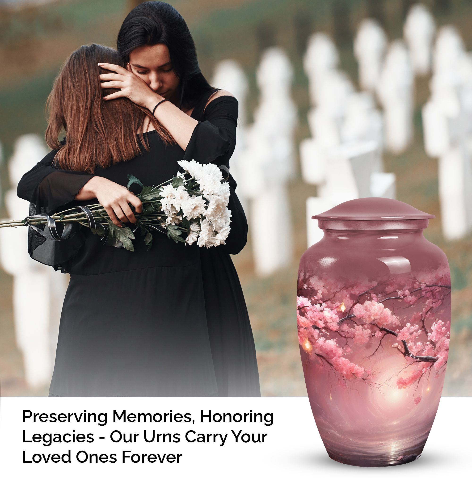 Burial Handcrafted Pink Forest Urns For Human Ashes Adult Men - Cremation Large Urn For Human Ashes Adult Women - Memorial Gift For Decorative - 10Inch And 200Lbs Include Velvet Bag