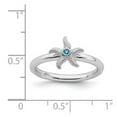 thumbnail image 2 of 925 Sterling Silver Textured Polished Stackable Blue Topaz Sea shell Nautical Starfish Ring Size 10 Stackable Ring for W, 2 of 2