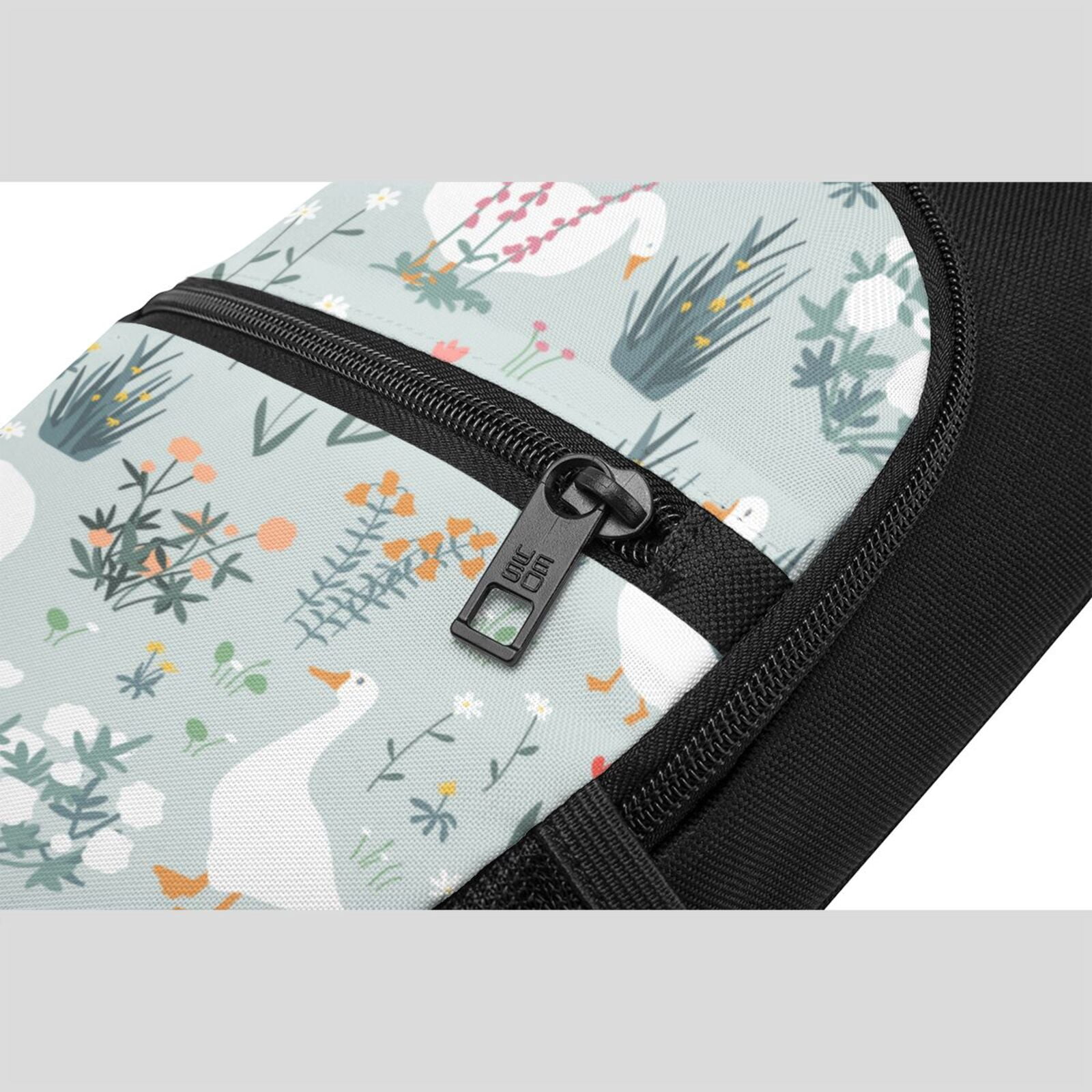 Xecao's Goose and Doodle Flowers Print Sling Bag: A Versatile Chest, Shoulder, and Crossbody Backpack for Casual Days Out, Perfect for Both Men and Women
