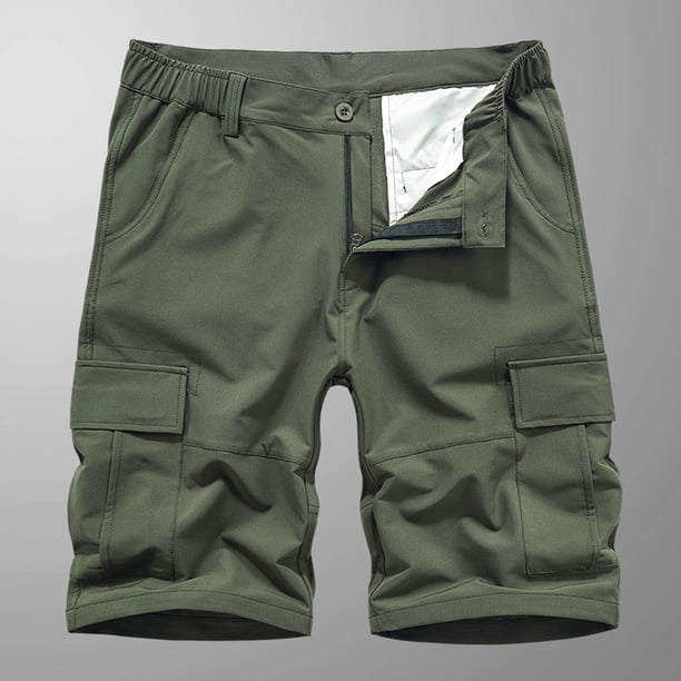 pstuiky Pantalones cortos de gimnasio, Pantalones cortos cargo casuales para hombre, con bolsillos con botones y cremallera, cintura elástica Pantalones cortos de baloncesto