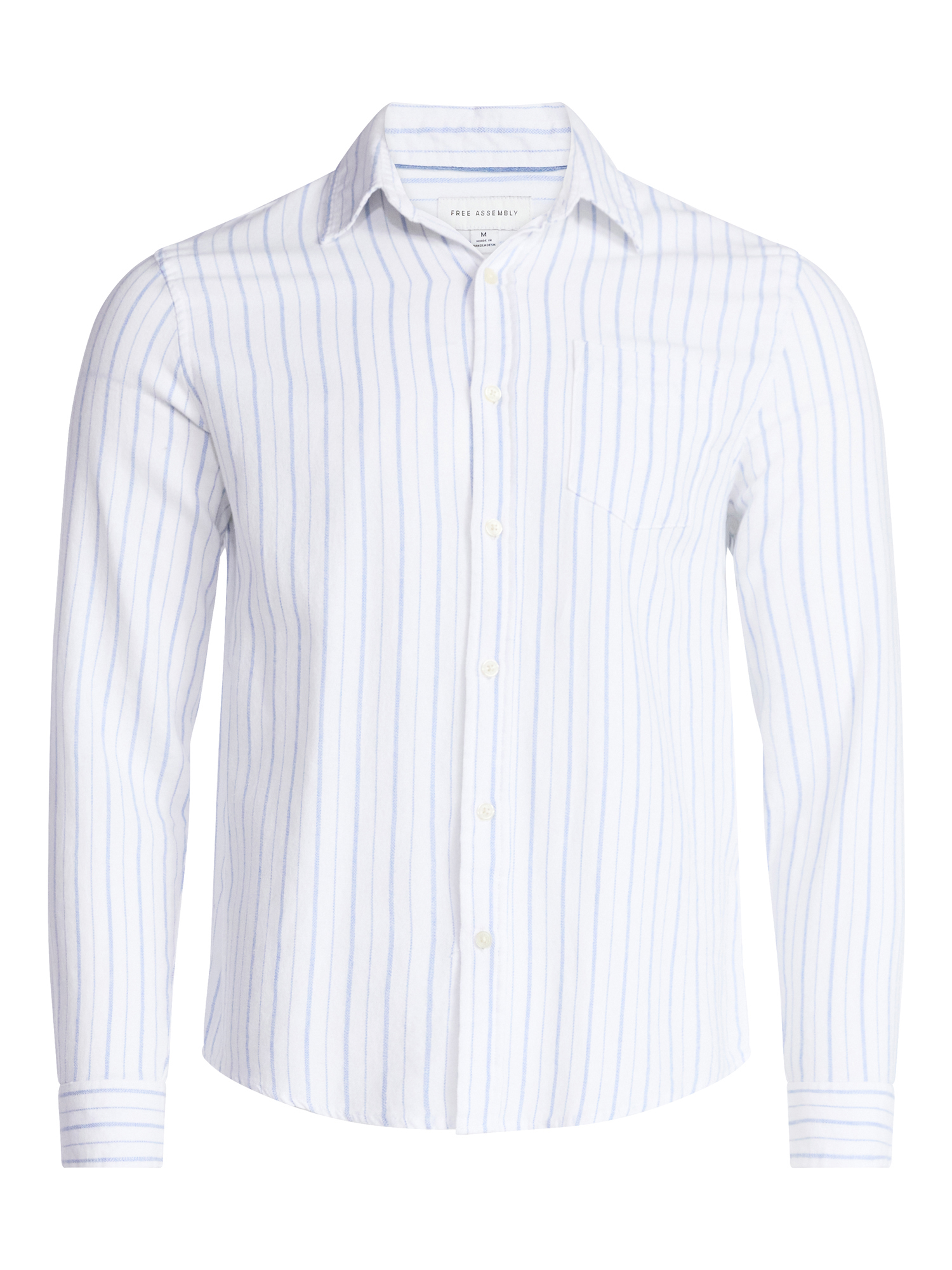 Free Assembly Men's Button Front Flannel Shirt with Long Sleeves, Sizes S-3XL