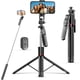 thumbnail image 1 of Trípode con palo selfie de 67 pulgadas para  con  remoto, soporte para teléfono y tornillo de 1/4 de pulgada, trípode extensible esencial de viaje para teléfono celular, cámara, soporte, 1 of 7