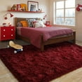 thumbnail image 3 of Burgundy Plush Rug for Living Room Fuzzy Carpet for Bedroom Dorm, Non-Slip High Pile Rug, Shag Rug for Playroom Nursery Home Office Decor 6X9 Ft, 3 of 8