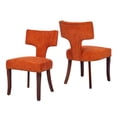 thumbnail image 6 of Hassch Farmhouse Dining Chairs Set of 2, Linen Fabric Upholstered Kitchen Side Chairs with Curved Ergonomic Backrest, Copper Nailhead Trim, Solid Wood Legs, 300 lbs Capacity (Orange), 6 of 10